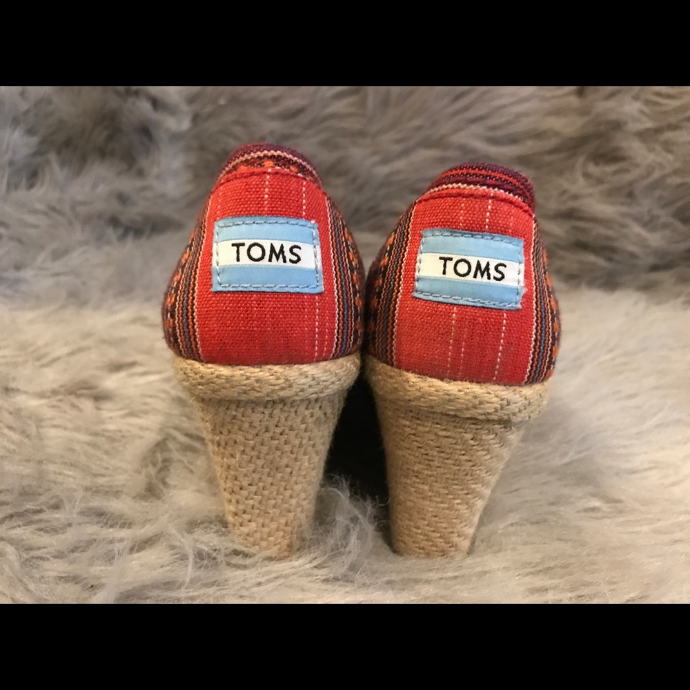 TOMS linen wedge espadrilles size 7W - Picture 2 of 3